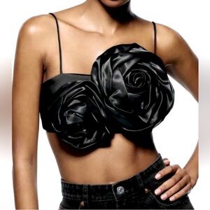 NWT Zara Floral Appliqué Top XL